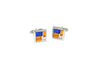 Orange Blue Stripe Crystal Cufflinks