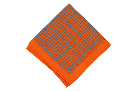 Orange Houndstooth Silk Pocket Square