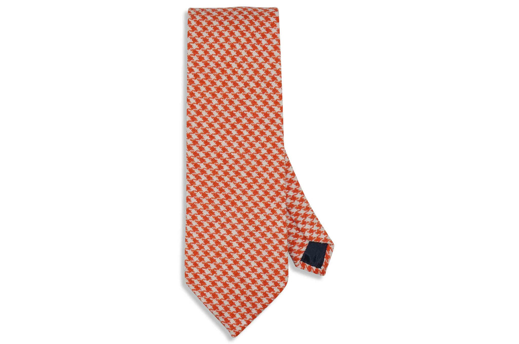 Orange Houndstooth Wool Tie