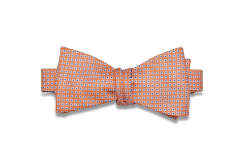 Orange Mini Squares Silk Bow Tie (Self-Tie)