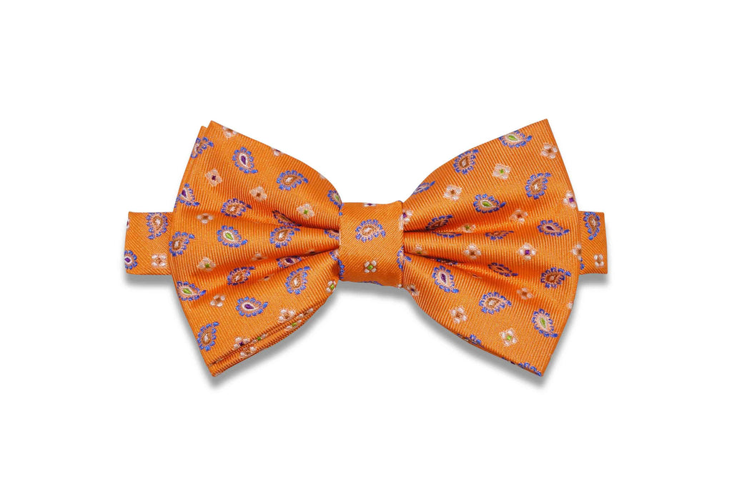 Orange Paisley Silk Bow Tie (pre-tied)