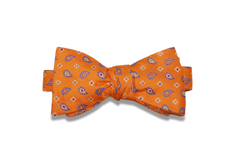 Orange Paisley Silk Bow Tie (self-tie)