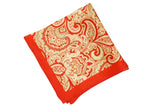 Orange Paisley Silk Pocket Square