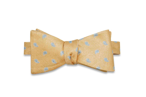 Paisley Gold Silk Bow Tie (self-tie)