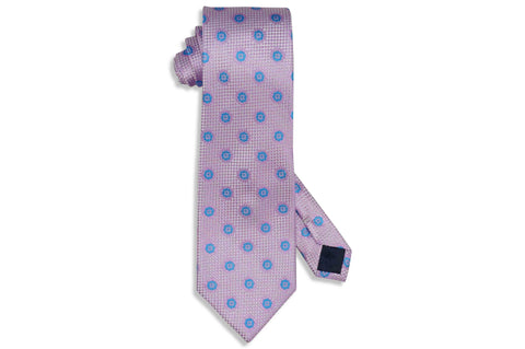 Pink Blue Flowers Silk Tie