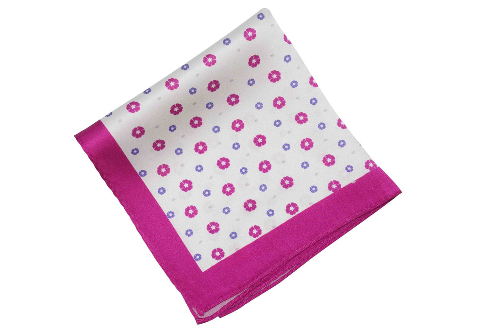 Pink Flowers Silk Pocket Square