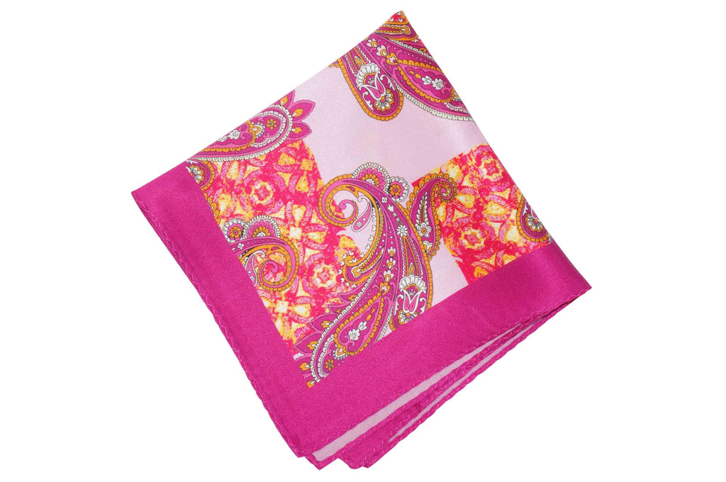 Pink Paisley Silk Pocket Square