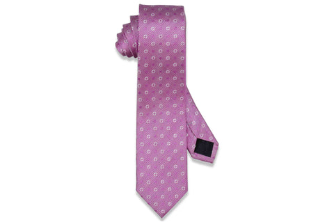 Pink Star Circle Silk Skinny Tie
