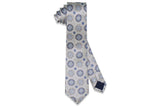 Platinum Circle Flowers Silk Skinny Tie