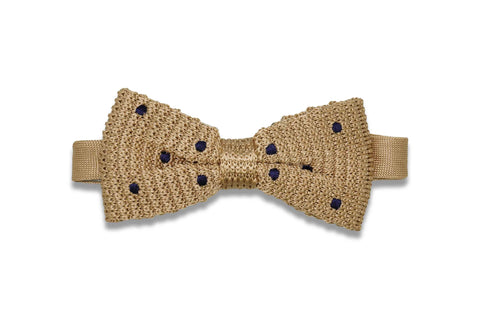 Polka Dot Gold Knitted Bow Tie (pre-tied)