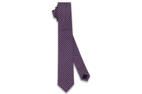 Purple Checks Cotton Skinny Tie