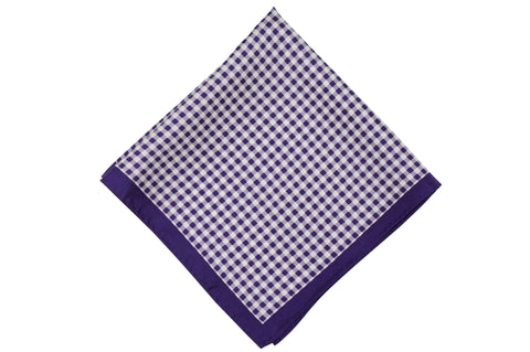Purple Gingham Stripes Silk Pocket Square