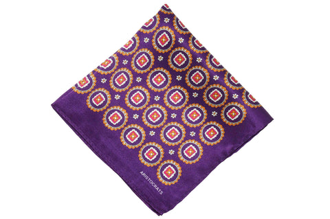 Purple Medal Silk Pocket Square