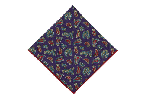 Purple Paisley Cotton Pocket Square