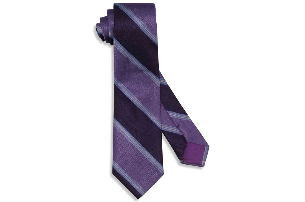 Purple Split Stripes Silk Tie