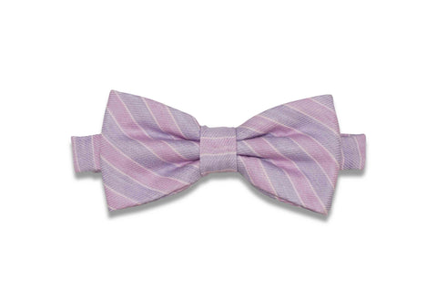 Purple Striped Linen Bow Tie (Pre-Tied)