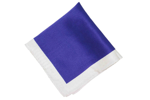 Purple White Border Silk Pocket Square