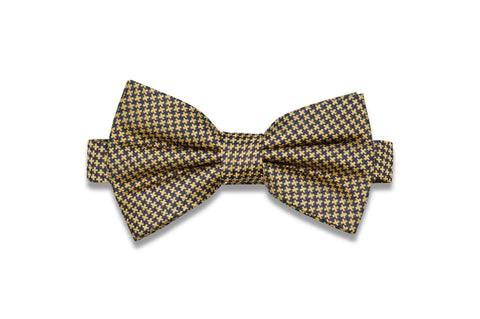 Puzzled Yellow Silk Bow Tie (pre-tied)