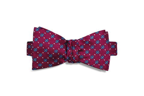 Raspberry Flowers Silk Bow Tie (self-tie)