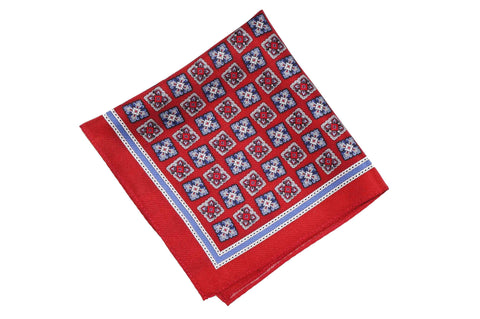 Red Cubes Silk Pocket Square