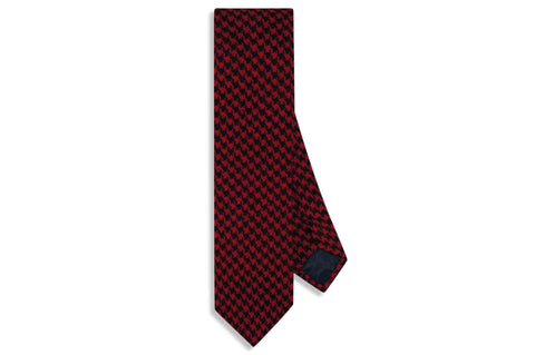 Red Houndstooth Wool Skinny Tie