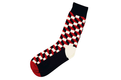 Red White Blocks Men's Socks