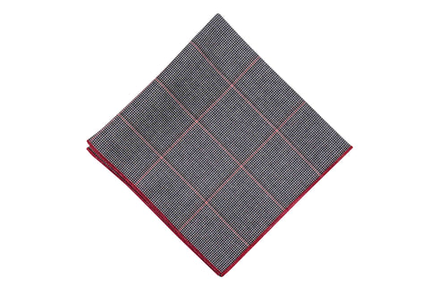 Red Windowpane Cotton Pocket Square