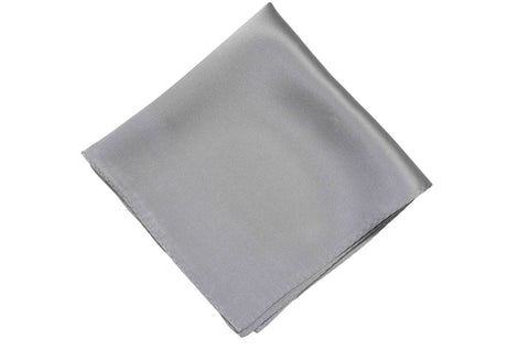 Solid Grey Silk Pocket Square