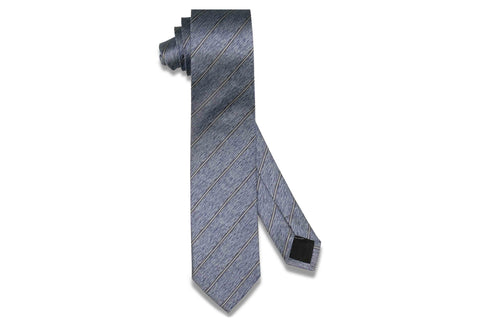 Static Blue Stripes Silk Skinny Tie