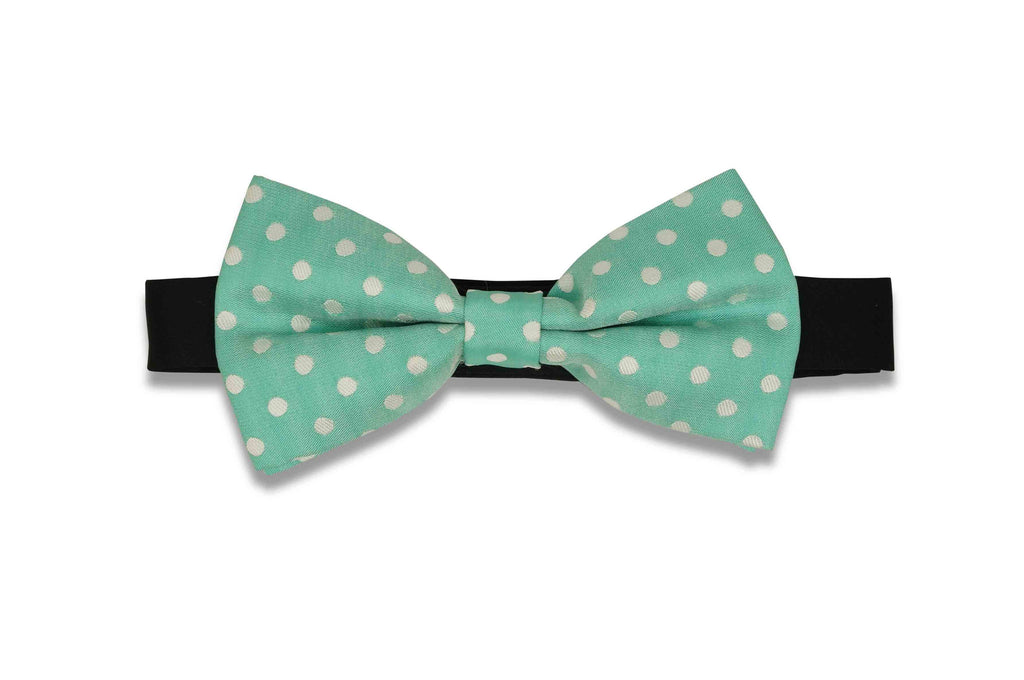 Teal Dotted Bow Tie (PRE-TIED)