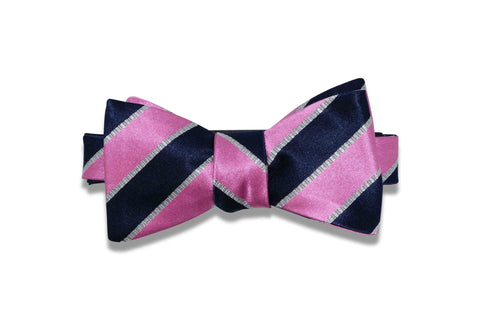 Thick Pink Stripes Silk Bow Tie (self-tie)