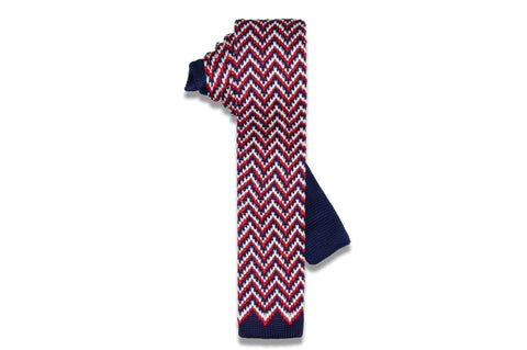 Volatile Red & Blue Knitted Skinny Tie
