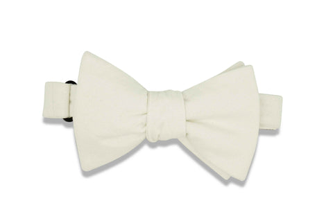 Solid White Cotton Bow Tie (self-tie)