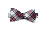 White Green Plaid Silk Bow Tie (self-tie)