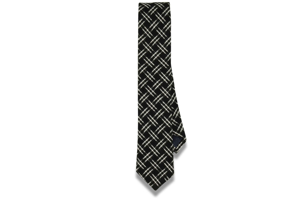 White Linked Cotton Skinny Tie