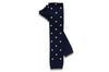 White Polka Blue Knitted Skinny Tie