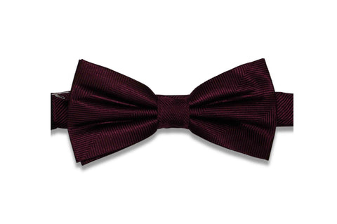 Wine Purple Herringbone Silk Bow Tie (Pre-Tied)