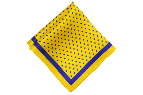 Yellow Blue Dotted Silk Pocket Square