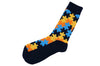 Yellow Blue Puzzle Socks