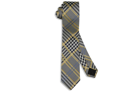 Yellowed Black Silk Skinny Tie